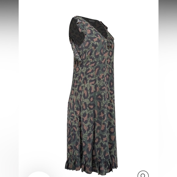 Zadig & Voltaire Green Camo & Leopard Print Dress Size X Small - Picture 2 of 7